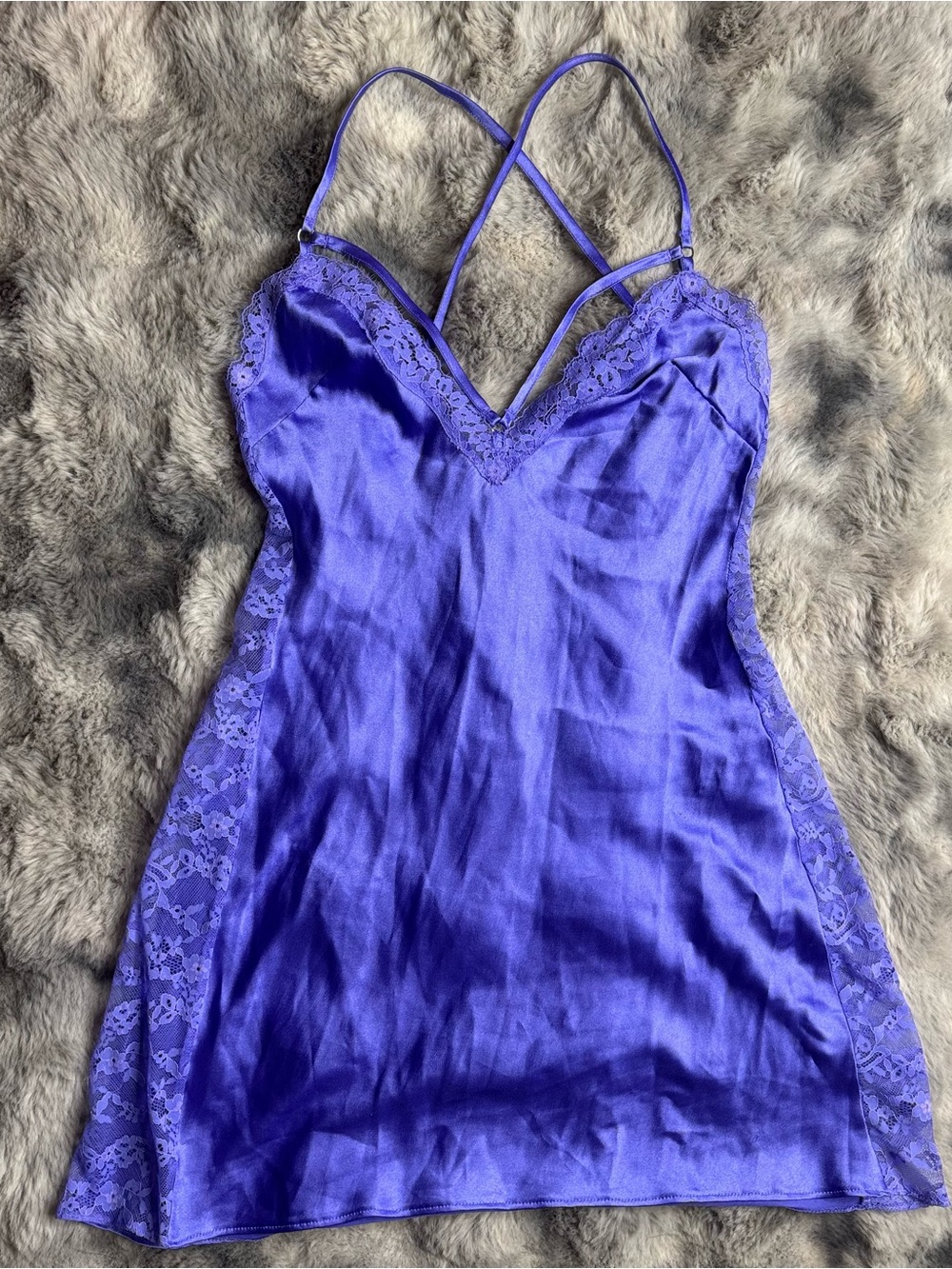 Victoria's Secret Purple Satin Lace-Trim Chemise
